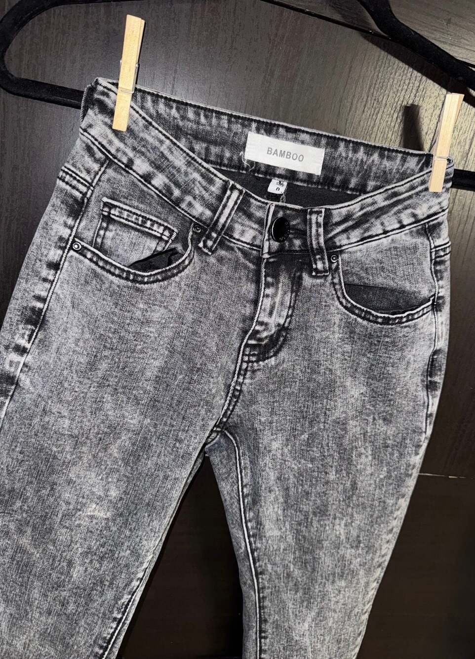 Bamboo Women's Acid Wash Grey Bootcut Flare Jeans - Picture 3 of 4